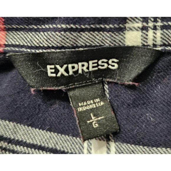 Express Women's Plaid Lace-Up Front Corseted Flannel Black/Pink Sz L Goth - Picture 6 of 10